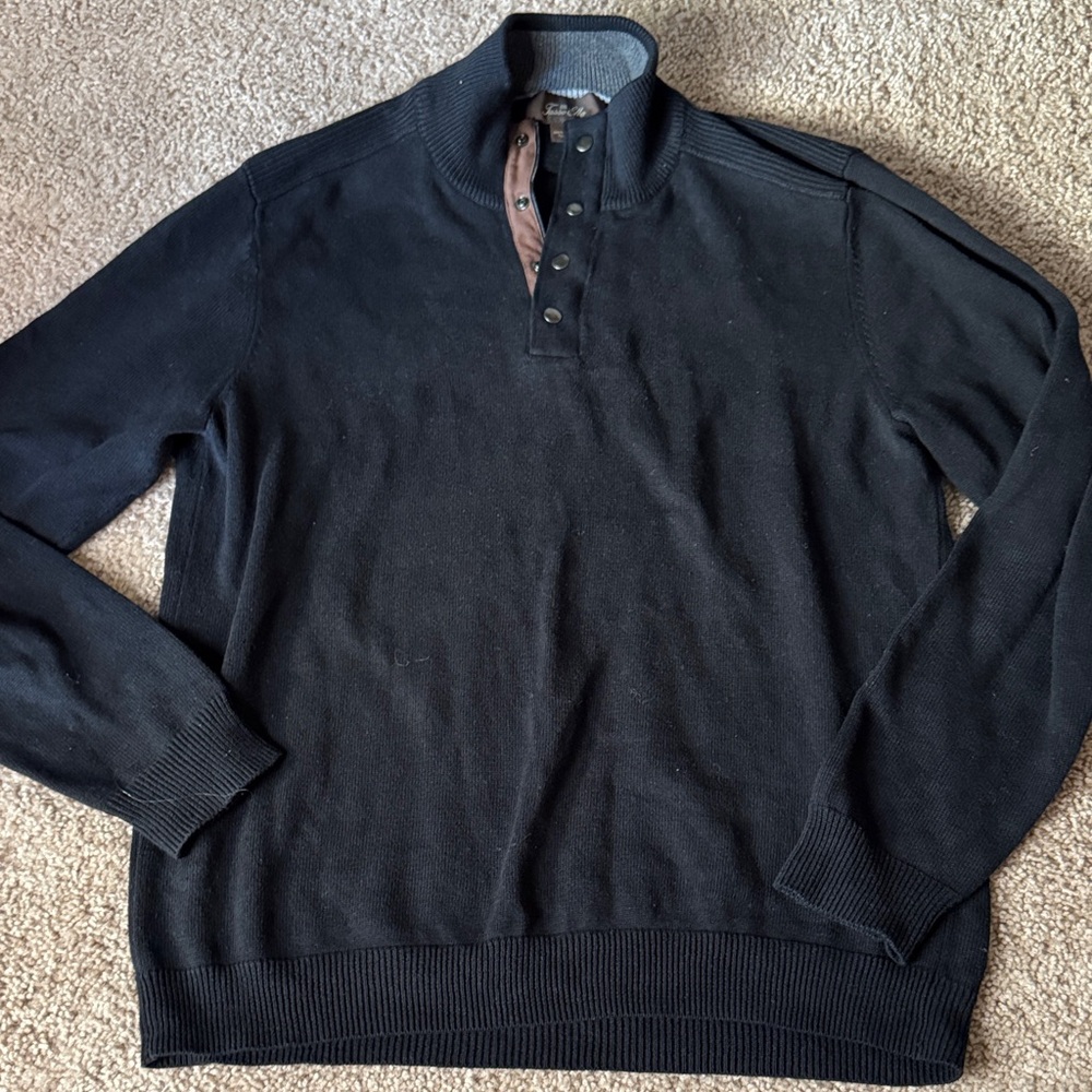 Tasso Elba Men's Black Zip-Up Sweater